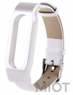 Ремінець для браслета Xiaomi Mi Band 2 Leather White (Ліцензія)